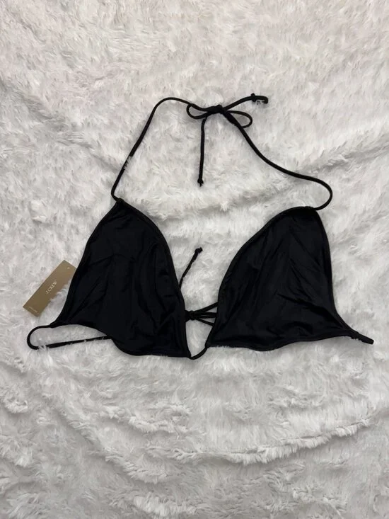 J. Crew Perfect String Teardrop Unpadded Bikini Top Black CA792 3X NEW Triangle - Picture 3 of 7